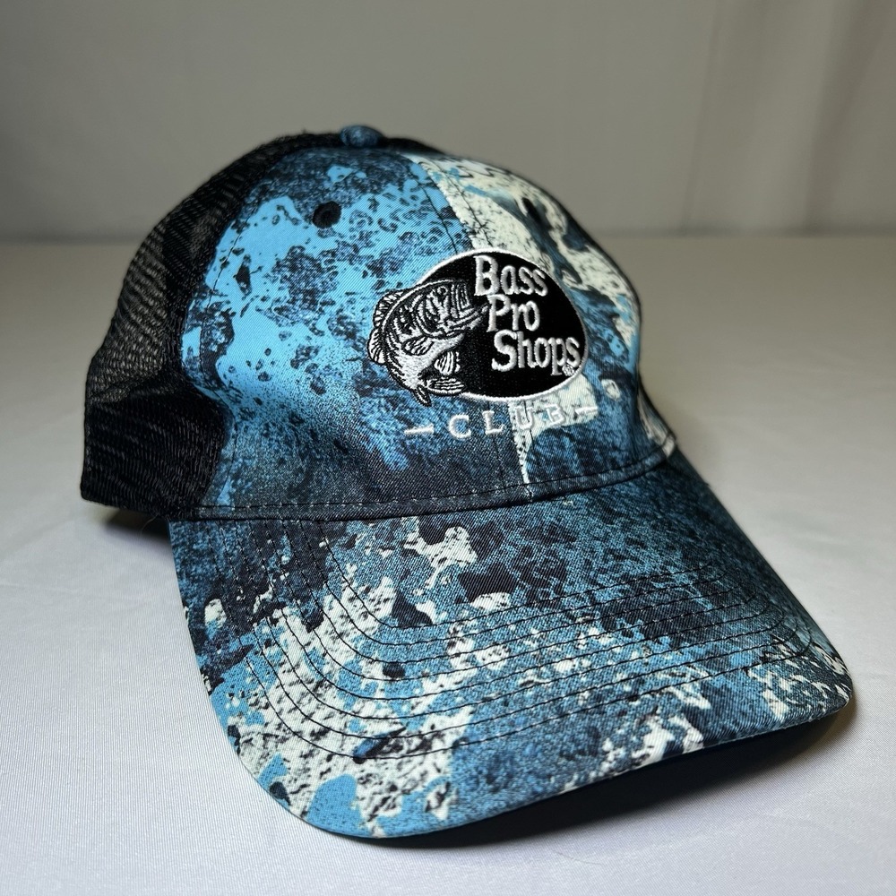 Bass Pro Shops Ocean Digital Camo Water Adjustable‎ Strapback OSFM Hat Cap Blue